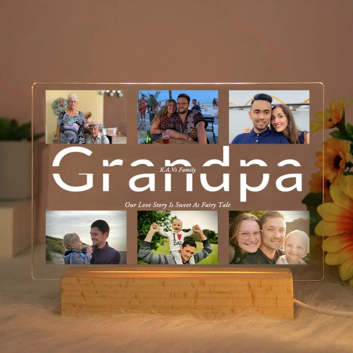 Personalized Grandma Custom Photo Text 3D Acrylic Lamp Customized Bedroom NightLight